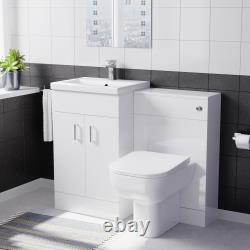 Nes Home 1000mm White Freestanding Vanity WC Unit & Rimless Back To Wall Toilet