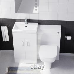 Nes Home 1000mm White Freestanding Vanity WC Unit & Rimless Back To Wall Toilet