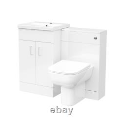 Nes Home 1000mm White Freestanding Vanity WC Unit & Rimless Back To Wall Toilet