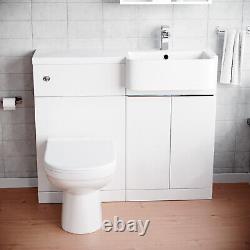 Nes Home 1000mm White RH Freestanding Cabinet with Basin, WC Unit & Toilet