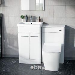 Nes Home 1000mm White Vanity Cabinet with WC Unit And Back To Wall Toilet