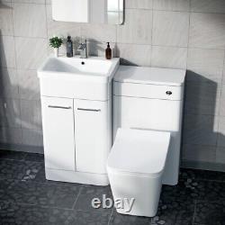 Nes Home 1000mm White Vanity Cabinet with WC Unit And Back To Wall Toilet