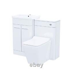 Nes Home 1000mm White Vanity Cabinet with WC Unit And Back To Wall Toilet