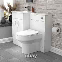 Nes Home 1000mm White Vanity Slim Basin Cabinet, WC Unit Back To Wall Toilet