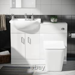 Nes Home 1050mm Vanity Basin WC Unit & Back To Wall Toilet Flat Pack