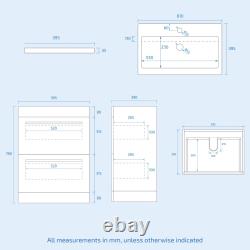 Nes Home 1100mm Dark Grey 2 Drawer Vanity Basin Unit, WC & Curved BTW Toilet