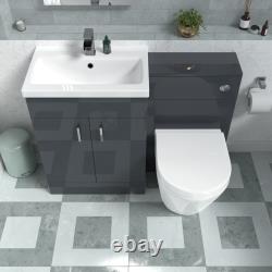 Nes Home 1100mm Dark Grey Basin Vanity Unit & Rimless Back To Wall Toilet