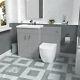 Nes Home 1100mm Freestanding Light Grey Basin Vanity & Back To Wall Toilet