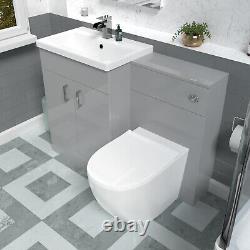 Nes Home 1100mm Freestanding Light Grey Basin Vanity & Back To Wall Toilet