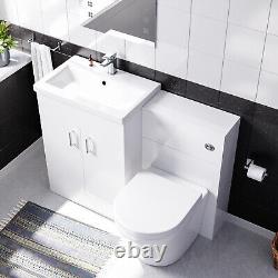 Nes Home 1100mm Freestanding White Basin Vanity & Rimless Back To Wall Toilet