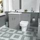 Nes Home 1100mm Grey Basin Vanity Cabinet, Wc Unit & Back To Wall Toilet