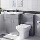 Nes Home 1100mm Grey Basin Vanity Cabinet, Wc Unit & Square Back To Wall Toilet