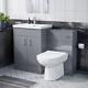 Nes Home 1100mm Grey Vanity Basin Unit & Wc Unit & Btw Toilet Pan