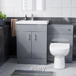 Nes Home 1100mm Grey Vanity Basin Unit & WC Unit & BTW Toilet Pan