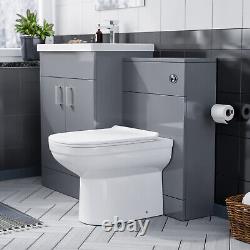 Nes Home 1100mm Grey Vanity Basin Unit & WC Unit & BTW Toilet Pan