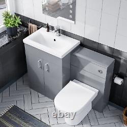 Nes Home 1100mm Grey Vanity Basin Unit & WC Unit & BTW Toilet Pan