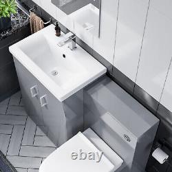 Nes Home 1100mm Grey Vanity Basin Unit & WC Unit & BTW Toilet Pan