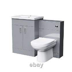 Nes Home 1100mm Grey Vanity Basin Unit & WC Unit & BTW Toilet Pan