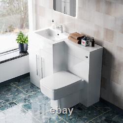 Nes Home 1100mm LH Freestanding White Basin Vanity with WC & BTW Toilet