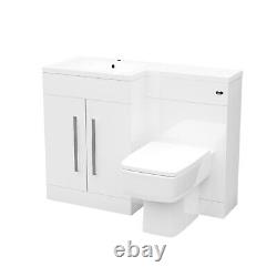 Nes Home 1100mm LH Freestanding White Basin Vanity with WC & BTW Toilet