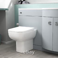 Nes Home 1100mm LH Matte Grey Basin Vanity, WC Unit & White Back to Wall Toilet