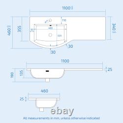 Nes Home 1100mm LH Matte Grey Basin Vanity, WC Unit & White Back to Wall Toilet