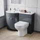 Nes Home 1100mm Left Hand Basin Vanity Unit, Wc Unit, Back To Wall Toilet Grey