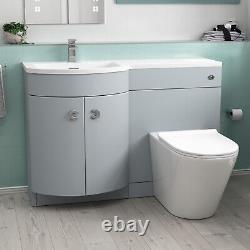 Nes Home 1100mm Left Hand Matte Grey Basin Vanity, WC Unit & Back to Wall Toilet