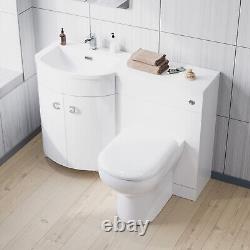 Nes Home 1100mm Left Hand Sink White Combination Vanity Unit with BTW Toilet