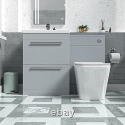 Nes Home 1100mm Matte Grey 2 Drawers Basin Vanity, WC Unit & Back To Wall Toilet