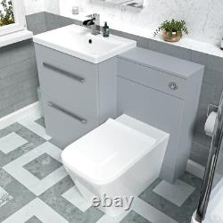 Nes Home 1100mm Matte Grey 2 Drawers Basin Vanity, WC Unit & Back To Wall Toilet