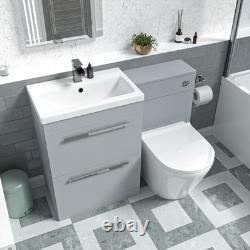 Nes Home 1100mm Matte Grey Basin Vanity Cabinet, WC Unit & Back To Wall Toilet