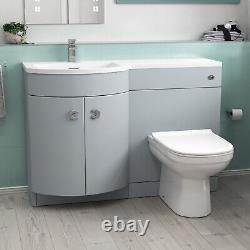 Nes Home 1100mm Matte Grey Left Hand Basin Vanity, WC Unit & Back to Wall Toilet