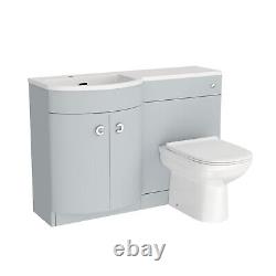 Nes Home 1100mm Matte Grey Left Hand Basin Vanity, WC Unit & Back to Wall Toilet