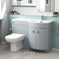 Nes Home 1100mm Matte Grey RH Basin Vanity, WC Unit & Back to Wall Toilet