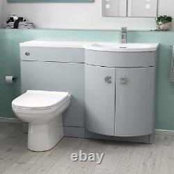 Nes Home 1100mm Matte Grey RH Basin Vanity, WC Unit & Back to Wall Toilet