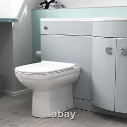 Nes Home 1100mm Matte Grey RH Basin Vanity, WC Unit & Back to Wall Toilet