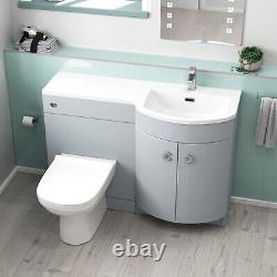 Nes Home 1100mm Matte Grey RH Basin Vanity, WC Unit & Back to Wall Toilet