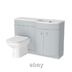 Nes Home 1100mm Matte Grey RH Basin Vanity, WC Unit & Back to Wall Toilet