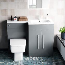 Nes Home 1100mm RH Freestanding Grey Basin Vanity Unit with WC & BTW Toilet