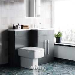 Nes Home 1100mm RH Freestanding Grey Basin Vanity Unit with WC & BTW Toilet