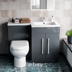 Nes Home 1100mm RH Freestanding Grey Vanity with BTW Toilet, WC & Basin