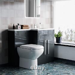 Nes Home 1100mm RH Freestanding Grey Vanity with BTW Toilet, WC & Basin