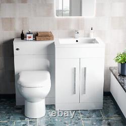 Nes Home 1100mm RH Freestanding Vanity Back To Wall Toilet, WC Basin White