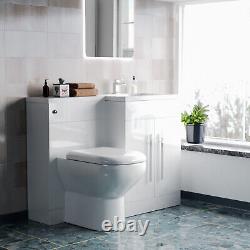 Nes Home 1100mm RH Freestanding Vanity Back To Wall Toilet, WC Basin White