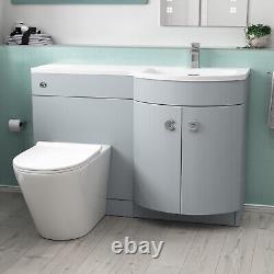 Nes Home 1100mm RH Matte Grey Basin Vanity, WC Unit & Back to Wall Toilet