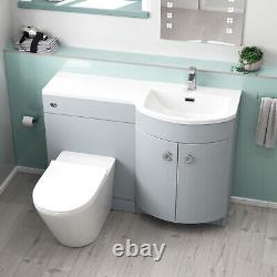 Nes Home 1100mm RH Matte Grey Basin Vanity, WC Unit & Back to Wall Toilet