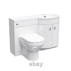 Nes Home 1100mm Right Hand Sink White Combination Vanity Unit with BTW Toilet