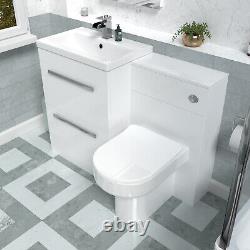 Nes Home 1100mm White Drawers Basin Vanity, WC Unit, Back To Wall Comfort Toilet