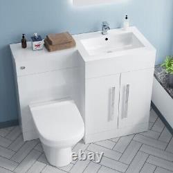 Nes Home 1100mm White Right Hand Basin Vanity Unit & BTW Toilet Flat Pack